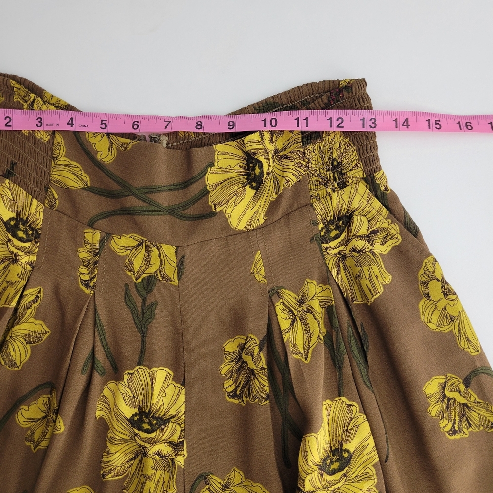 New Anthropologie Maeve Terrace Smocked High Waist Floral Wide Leg Striped Pants - Picture 11 of 15